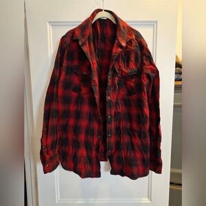 Mens Windriver Red and Black Plaid Flannel Shirt